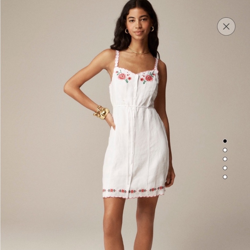J. Crew Embroidered White Mini Sundress